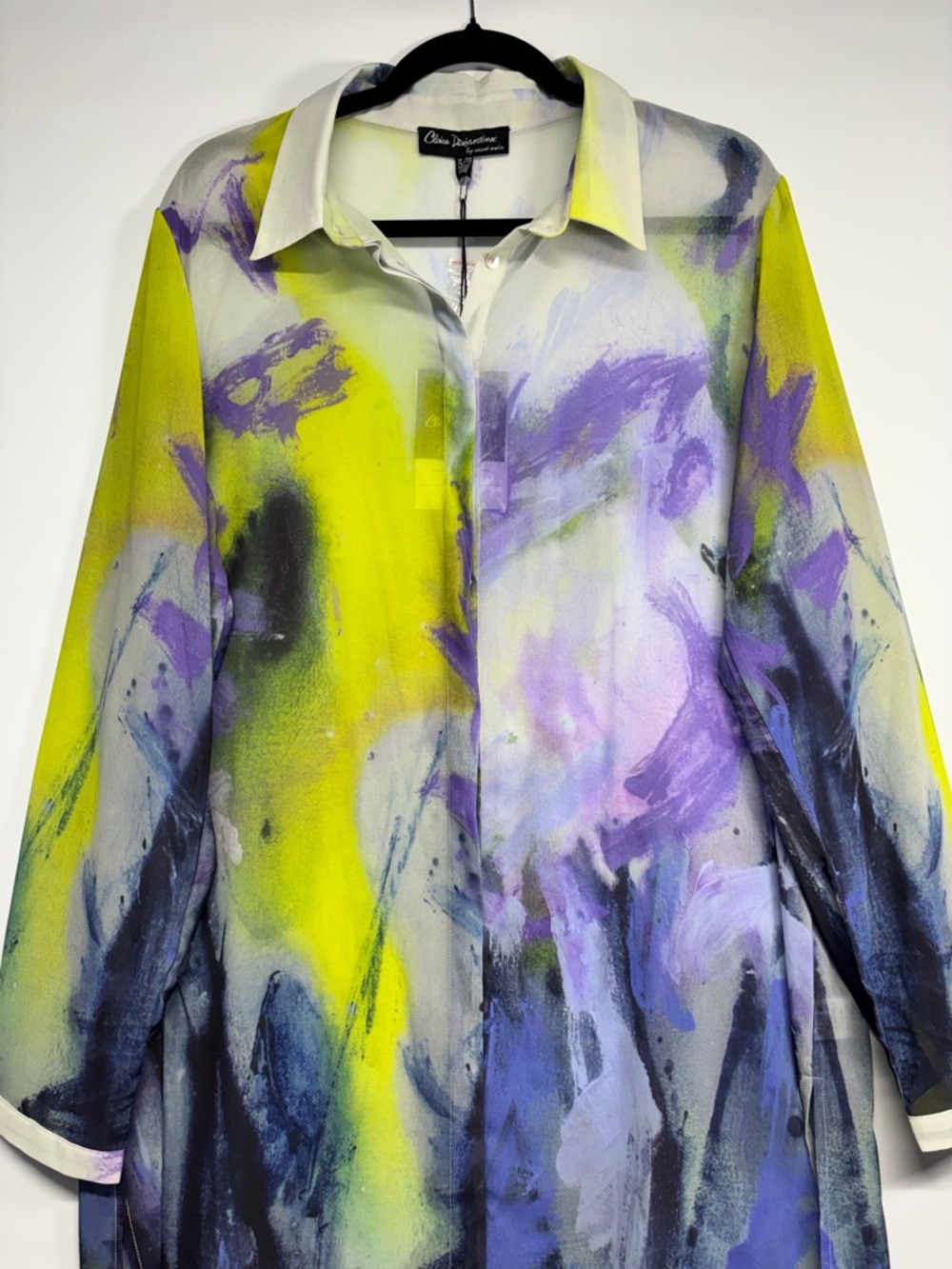✨ Claire Desjardins Artist Print Tunic Length Blouse In Multicolor Size XL -NWT - Picture 3 of 16
